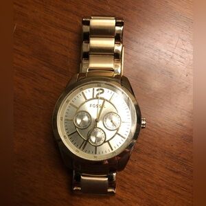 Women's Fossil 38mm 5 ATM Ladies Brenna Gold Chronograph Watch BQ1554